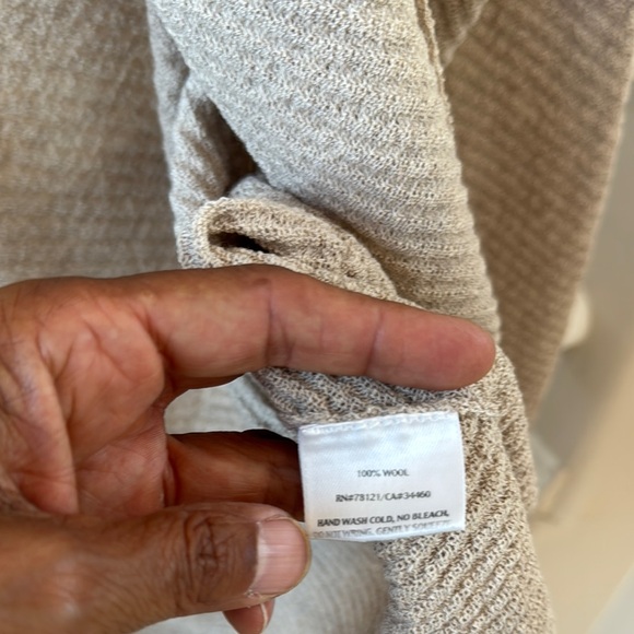 Eileen Fisher Tan Open-Front Cardigan Wool Textured Sweater - Picture 4 of 5